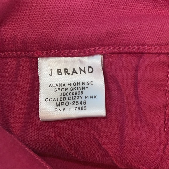 J Brand Alana High Rise Cropped Coated Dizzy Pink Jeans Size 26 NWT - Picture 15 of 17